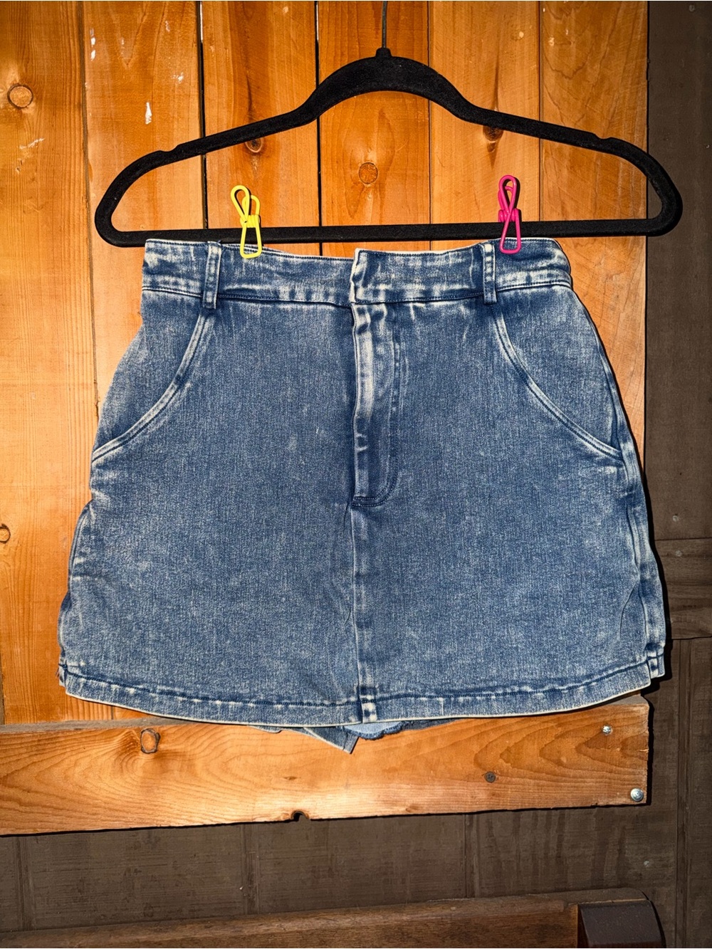Flying Tomato Y2K Denim Skort Women's Blue Acid Wash Mini Skort